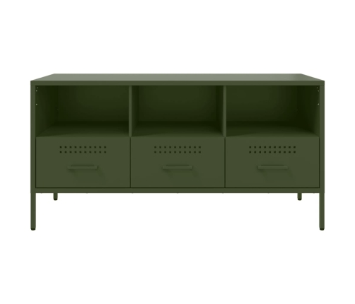 Mueble TV acero laminado en frío verde oliva 100,5x39x50,5 cm