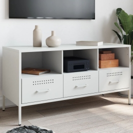 Mueble para TV acero blanco 100,5x39x50,5 cm