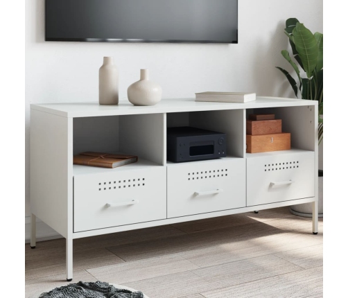 Mueble de TV acero laminado en frío blanco 100,5x39x50,5 cm