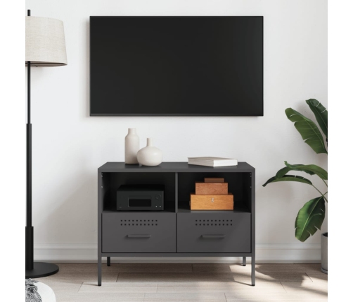 Mueble para TV acero negro 68x39x50,5 cm