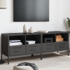 Mueble de TV 2 pzas acero laminado en frío negro 68x39x50,5 cm