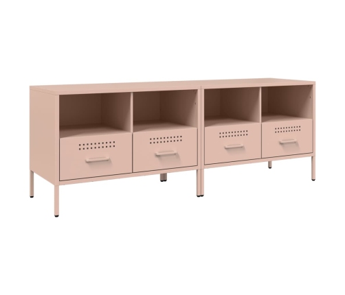 Muebles de TV 2 pzas acero laminado en frío rosa 68x39x50,5 cm