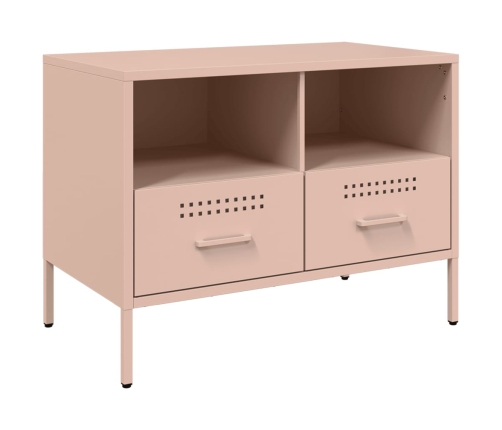 Muebles de TV 2 pzas acero laminado en frío rosa 68x39x50,5 cm