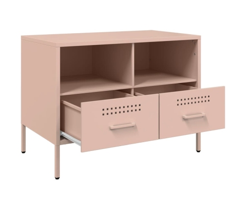 Muebles de TV 2 pzas acero laminado en frío rosa 68x39x50,5 cm