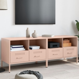 Muebles para TV 2 unidades acero rosa 68x39x50,5 cm