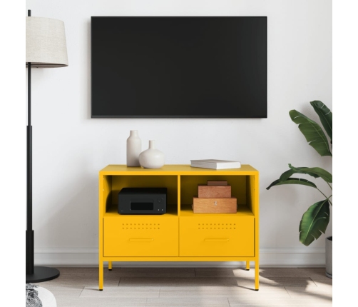 Mueble TV acero laminado en frío amarillo mostaza 68x39x50,5 cm