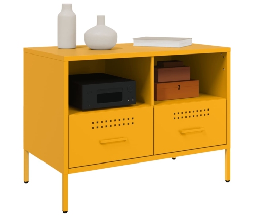 Mueble TV acero laminado en frío amarillo mostaza 68x39x50,5 cm