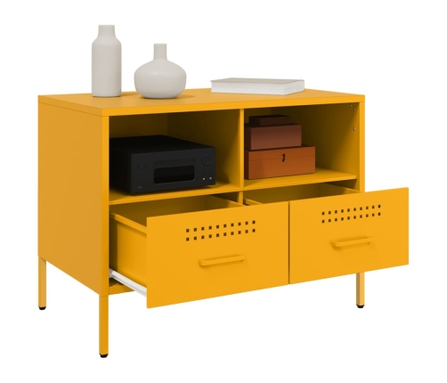 Mueble TV acero laminado en frío amarillo mostaza 68x39x50,5 cm