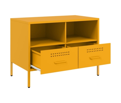 Mueble TV acero laminado en frío amarillo mostaza 68x39x50,5 cm