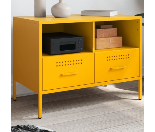 Mueble TV acero laminado en frío amarillo mostaza 68x39x50,5 cm