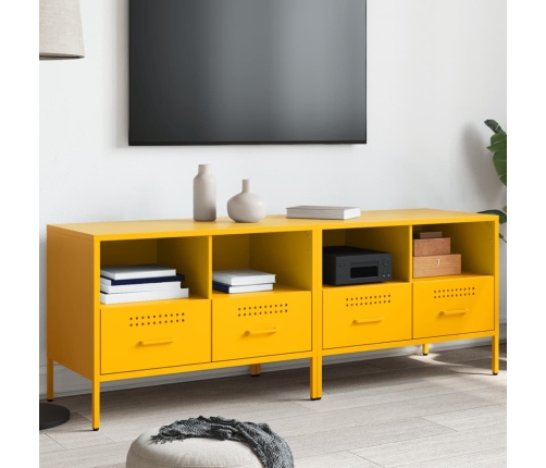 Muebles para TV 2 unidades acero amarillo mostaza 68x39x50,5 cm