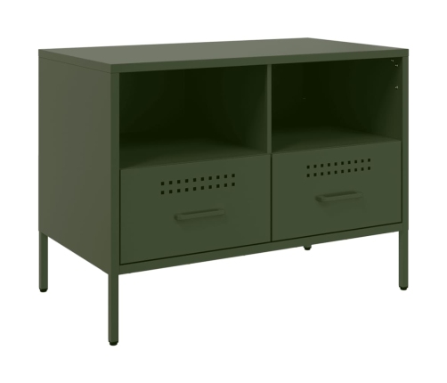 Mueble de TV acero laminado en frío verde oliva 68x39x50,5 cm