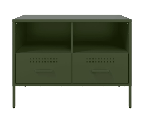 Mueble de TV acero laminado en frío verde oliva 68x39x50,5 cm