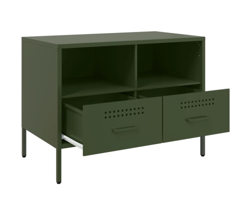 Mueble de TV acero laminado en frío verde oliva 68x39x50,5 cm