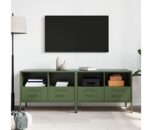 vidaXL Muebles de TV 2 piezas acero laminado verde oliva 68x39x50,5 cm