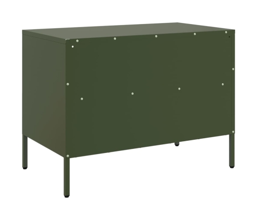 vidaXL Muebles de TV 2 piezas acero laminado verde oliva 68x39x50,5 cm