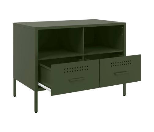 vidaXL Muebles de TV 2 piezas acero laminado verde oliva 68x39x50,5 cm