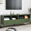 vidaXL Muebles de TV 2 piezas acero laminado verde oliva 68x39x50,5 cm