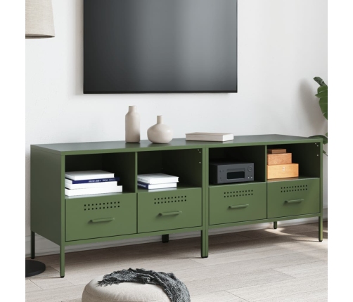 vidaXL Muebles de TV 2 piezas acero laminado verde oliva 68x39x50,5 cm