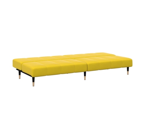 Sofá cama de 2 plazas con taburete terciopelo amarillo