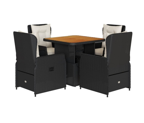 Set de muebles jardín 5 pzas con cojines ratán sintético negro