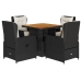 Set de muebles jardín 5 pzas con cojines ratán sintético negro