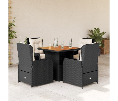 Set de muebles jardín 5 pzas con cojines ratán sintético negro