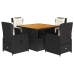 Set de muebles jardín 5 pzas con cojines ratán sintético negro