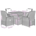 Set comedor de jardín 5 piezas con cojines ratán sintético gris