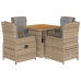 Set comedor de jardín 5 pzas con cojines ratán sintético beige