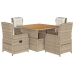 Set comedor de jardín 5 pzas con cojines ratán sintético beige