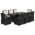 Set de comedor de jardín 9 pzas y cojines ratán sintético negro