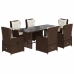 Set comedor de jardín 7 pzas con cojines ratán sintético marrón