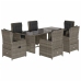 Set comedor jardín 7 pzas y cojines ratán sintético gris