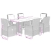 Set comedor jardín 7 pzas y cojines ratán sintético gris