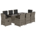 Set comedor jardín 9 pzas y cojines ratán sintético gris