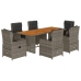 Set comedor jardín 7 pzas y cojines ratán sintético gris