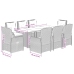 Set comedor jardín 9 pzas y cojines ratán sintético gris