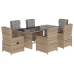 Set comedor de jardín 7 pzas con cojines ratán sintético beige
