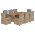 Set comedor de jardín 9 pzas con cojines ratán sintético beige