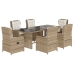 Set comedor de jardín 7 pzas con cojines ratán sintético beige