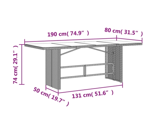 Set comedor de jardín 7 pzas con cojines ratán sintético beige