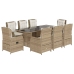 Set comedor de jardín 9 pzas con cojines ratán sintético beige