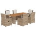 Set comedor de jardín 7 pzas con cojines ratán sintético beige