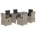 Set comedor jardín 7 pzas y cojines ratán sintético gris claro