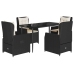 Set de muebles jardín 5 pzas con cojines ratán sintético negro