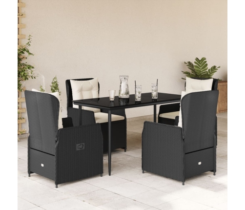 Set de muebles jardín 5 pzas con cojines ratán sintético negro
