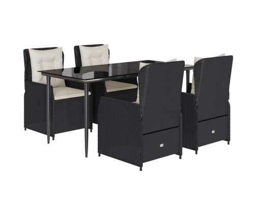 Set de muebles jardín 5 pzas con cojines ratán sintético negro