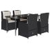 Set de muebles jardín 5 pzas con cojines ratán sintético negro