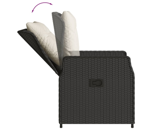 Set de muebles jardín 5 pzas con cojines ratán sintético negro